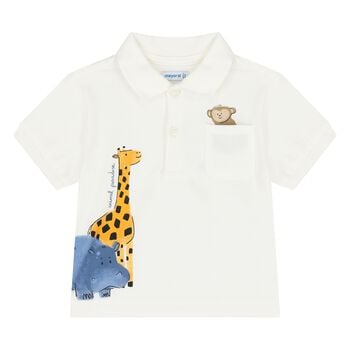 Younger Boys Ivory Animals Polo Shirt