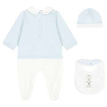 Baby Boys Blue & White Babygrow Gift Set