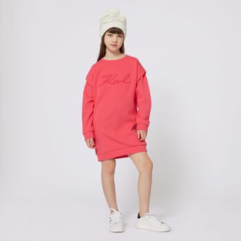 فستان وردي بشعار للبنات