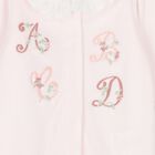 Baby Girls Pink Embroidered Floral Babygrow, 3, hi-res