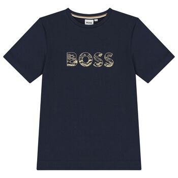 Boys Navy Blue Logo T-Shirt
