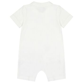 Baby Boys White Logo Romper
