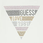 توب باكمام مطرز بالشعار باللون الابيض للبنات, 1, hi-res