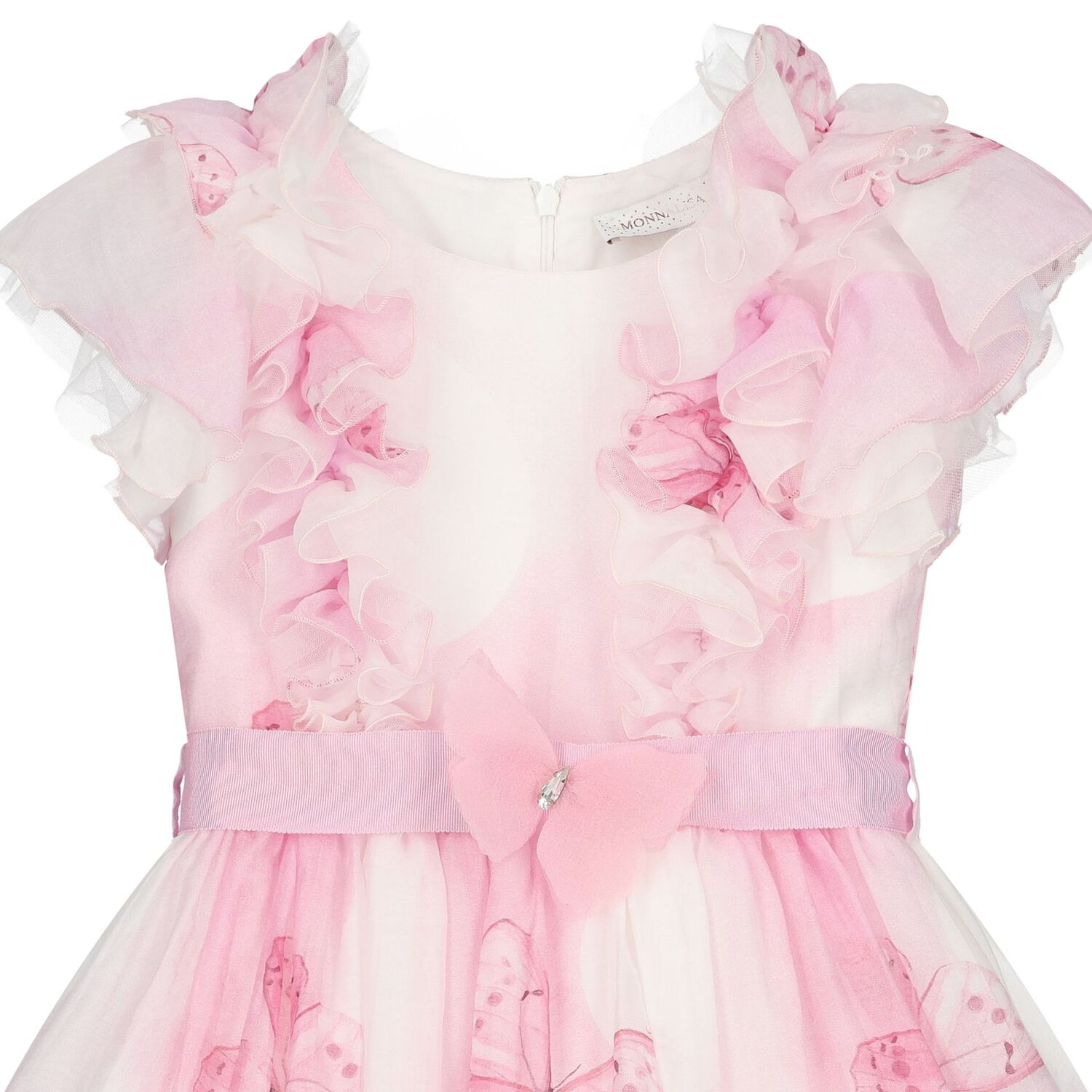 Girls Pink Ruffled Butterfly Dress, 1, hi-res
