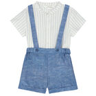 Baby Boys White & Blue Shorts Set, 1, hi-res