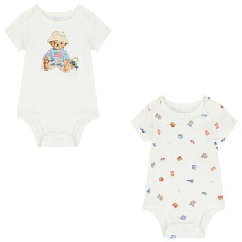 Baby Girls Polo Bear Bodysuits ( 2 Pack )