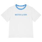 تيشيرت أولاد بالشعار باللون الأزرق و الأبيض, 1, hi-res