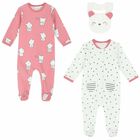 طقم افرول باللون العاجى والزهرى للبنات, 1, hi-res