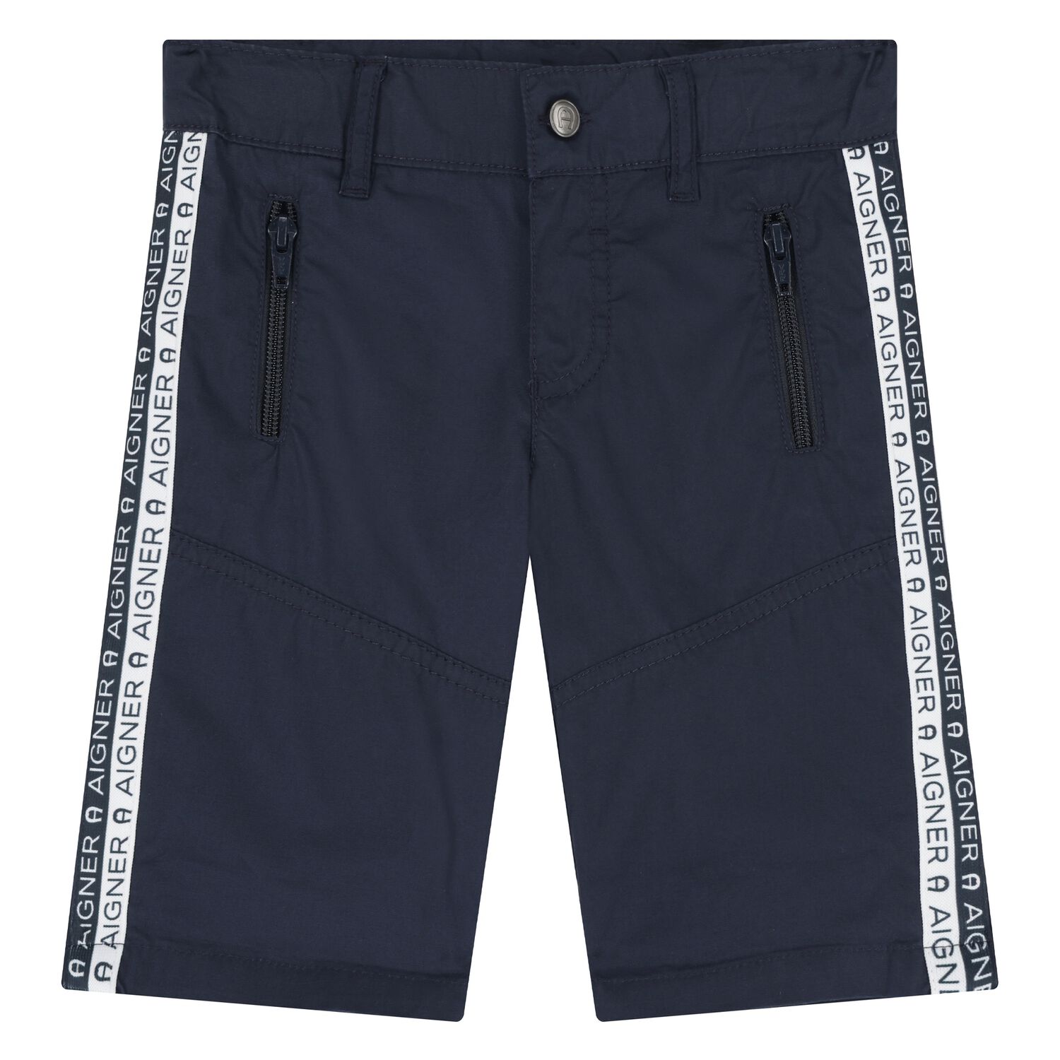 Younger Boys Navy Logo Shorts, 1, hi-res