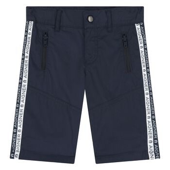 Younger Boys Navy Logo Shorts