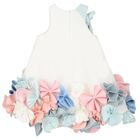 Girls White Floral Dress, 1, hi-res