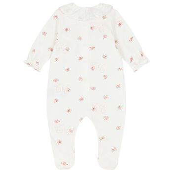 Baby Girls Ivory Floral Babygrow