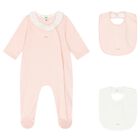 Baby Girls Pink & Ivory Babygrow Gift Set, 2, hi-res
