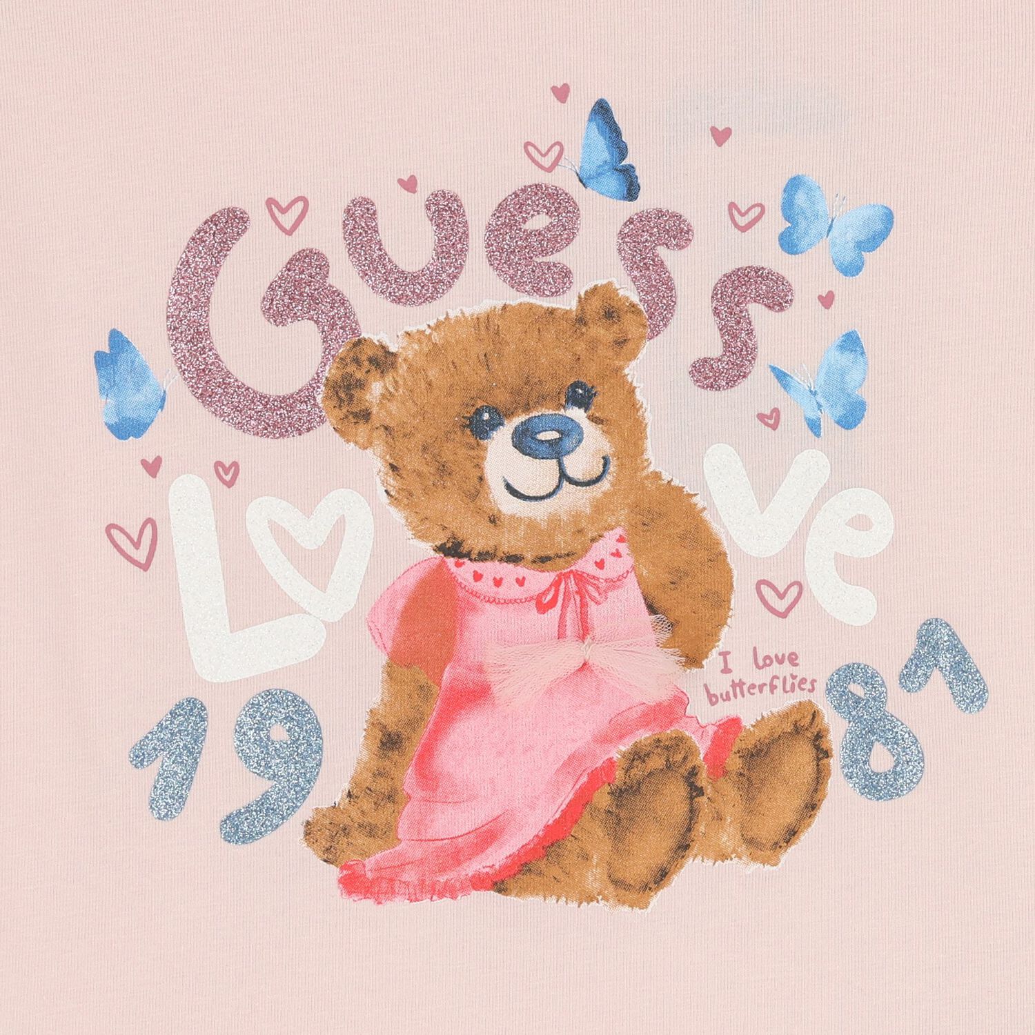 Girls Pink Teddy Bear Logo T-Shirt, 2, hi-res