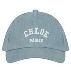 Girls Blue Logo Denim Cap, 1, hi-res