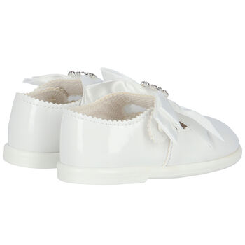 Baby Girls White Bow Leather Shoes