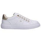 Girls White & Gold Slip-On Trainers, 1, hi-res