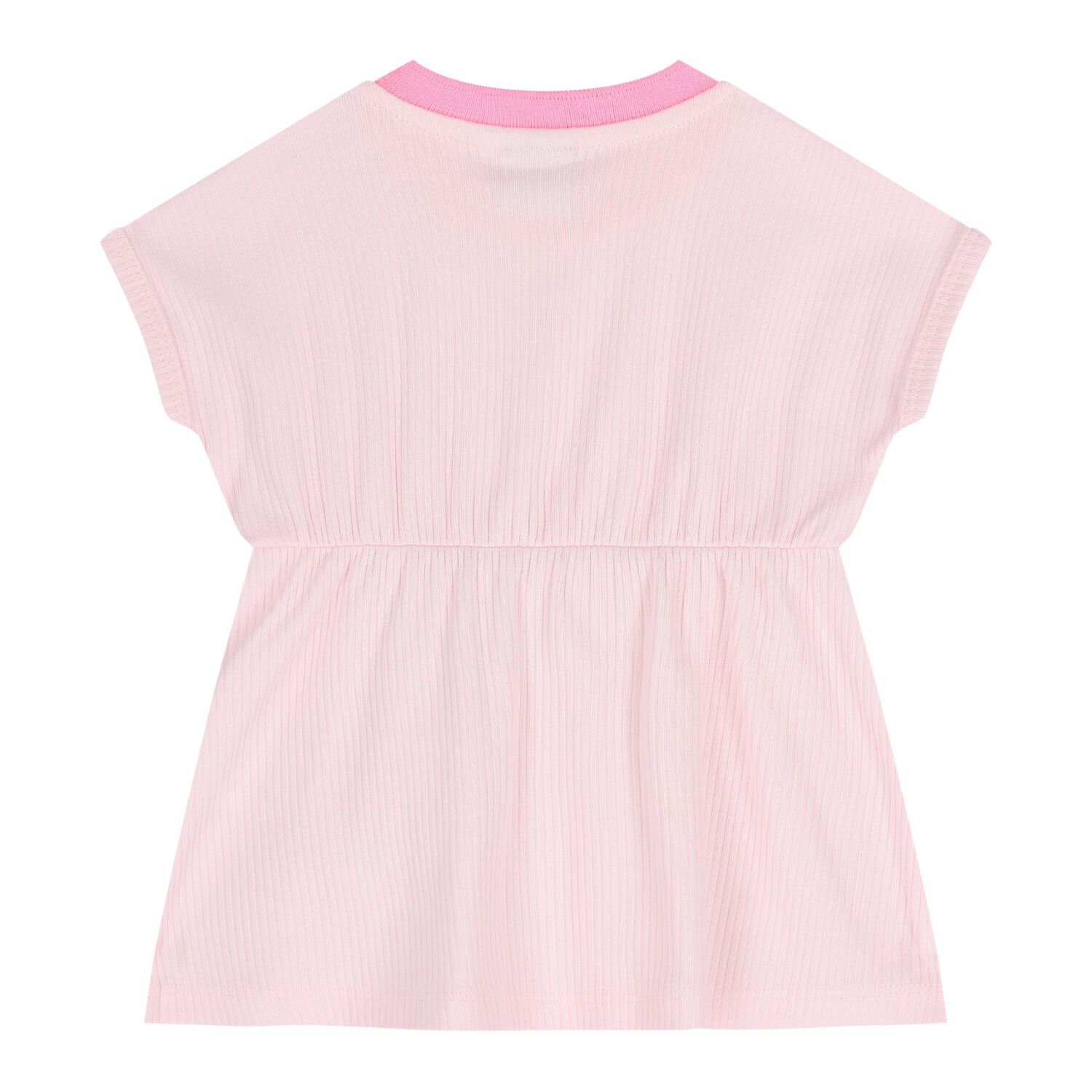 طقم فستان باللون الوردي بشعار للبنات , 1, hi-res