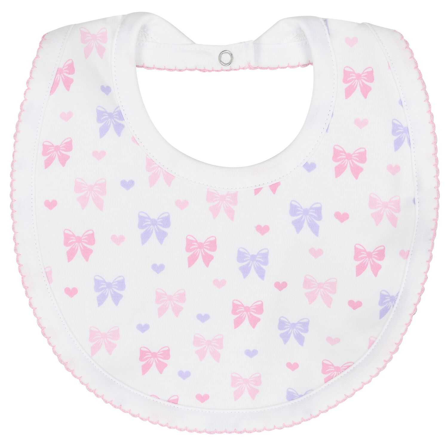 Baby Girls White Billowy Bows Bib, 1, hi-res image number null