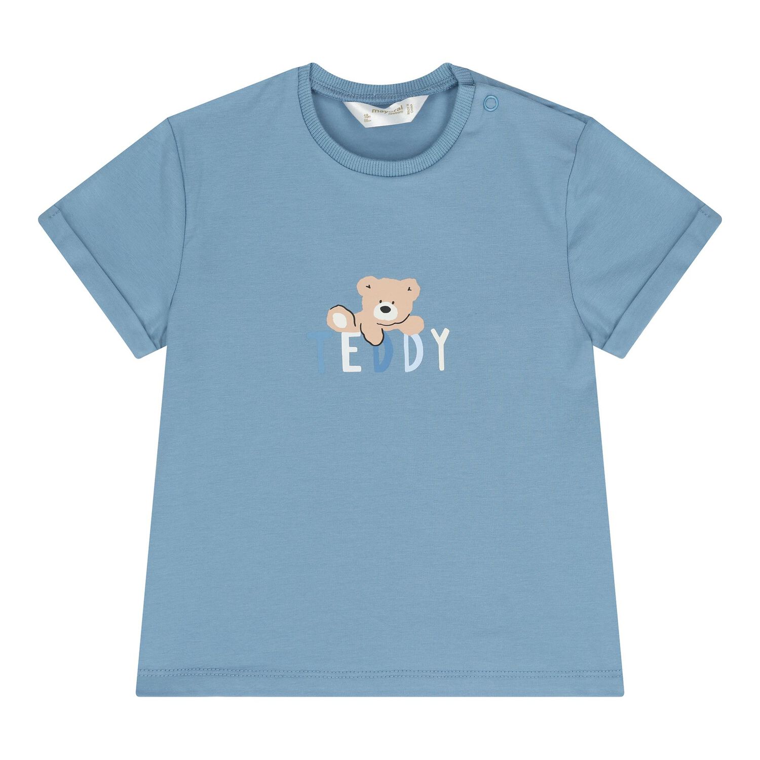 طقم من  الشورت للأطفال الاولاد بتصميم الدب تيدي باللون الأزرق والأبيض, 2, hi-res