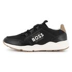Boys Black Logo Trainers, 1, hi-res