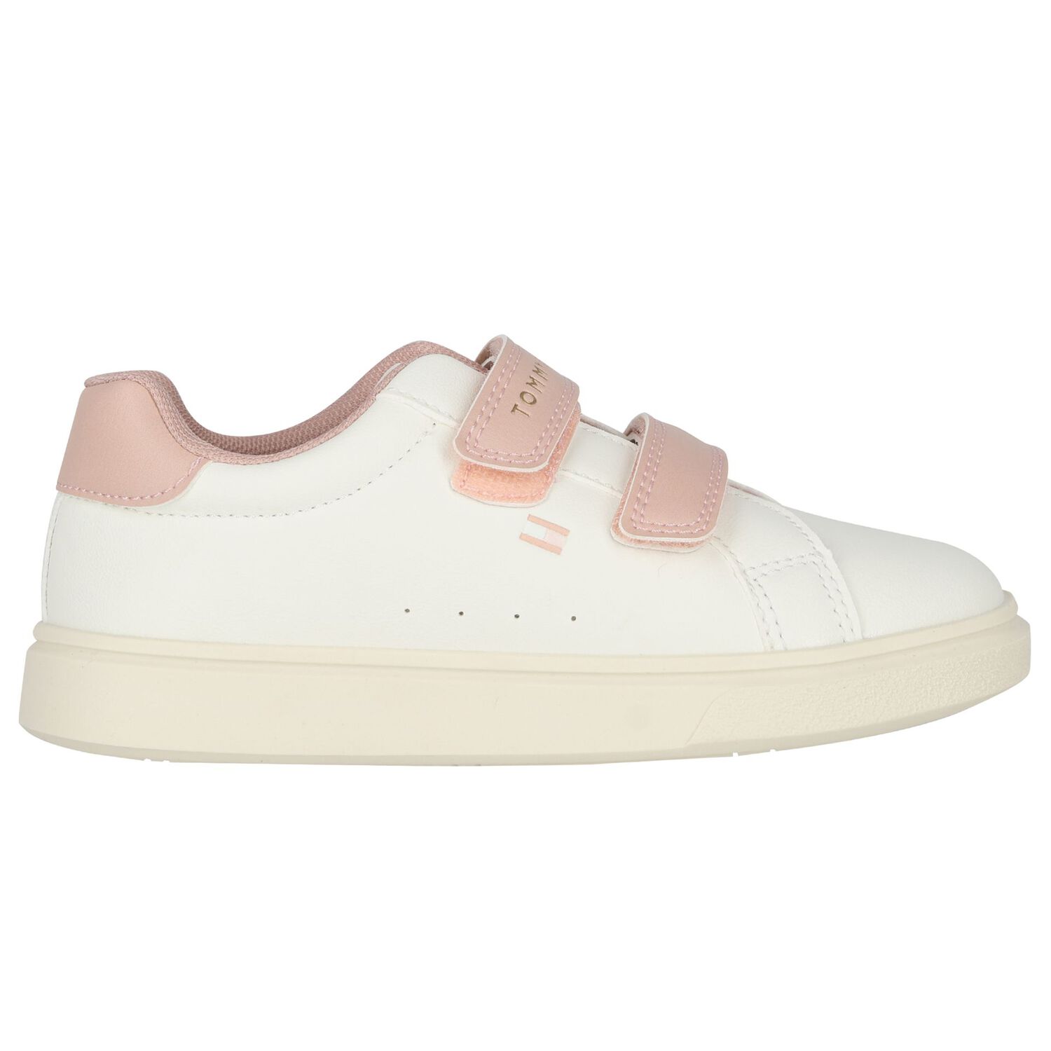 Girls White & Pink Logo Trainers, 1, hi-res