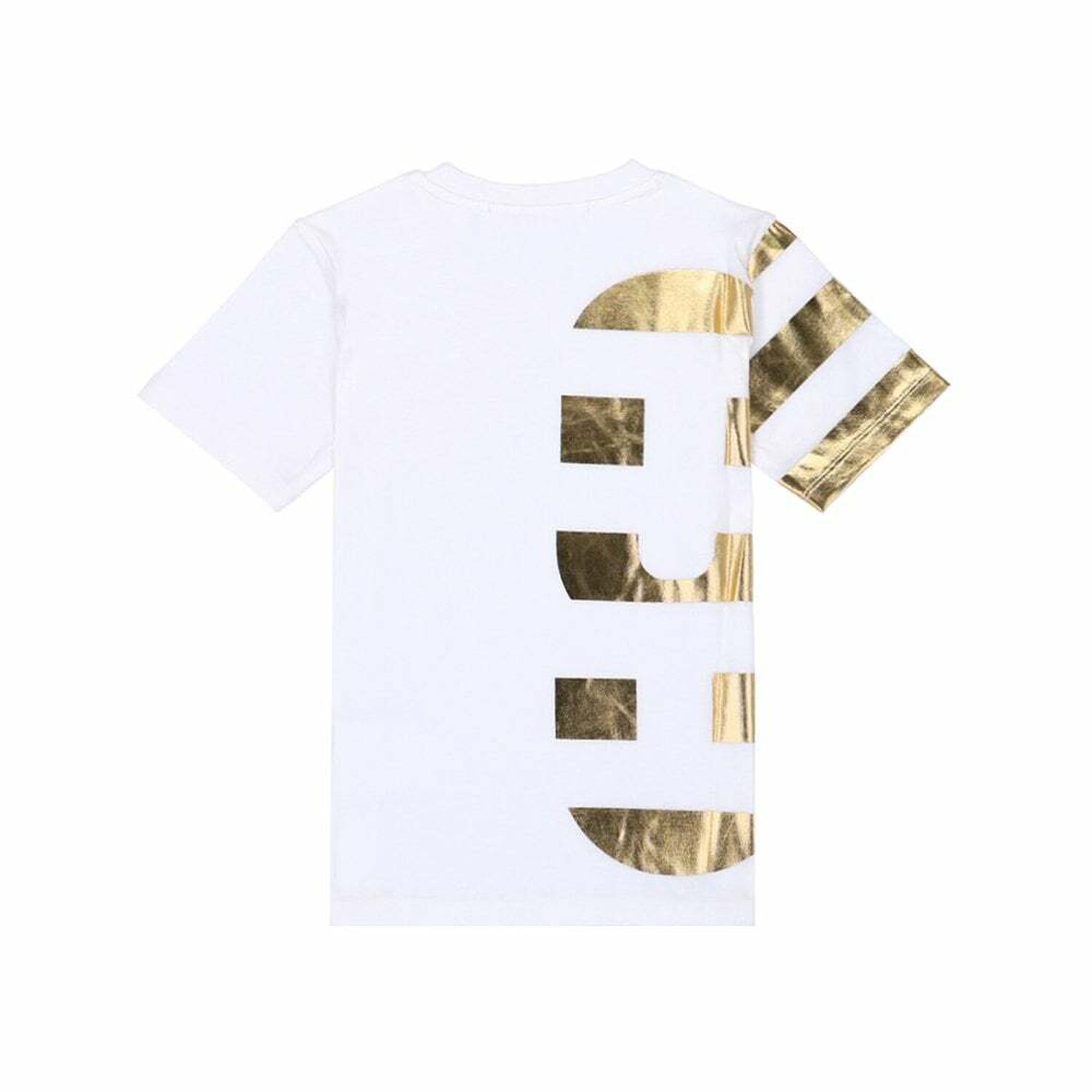 Boys White & Gold Cotton T-Shirt, 1, hi-res