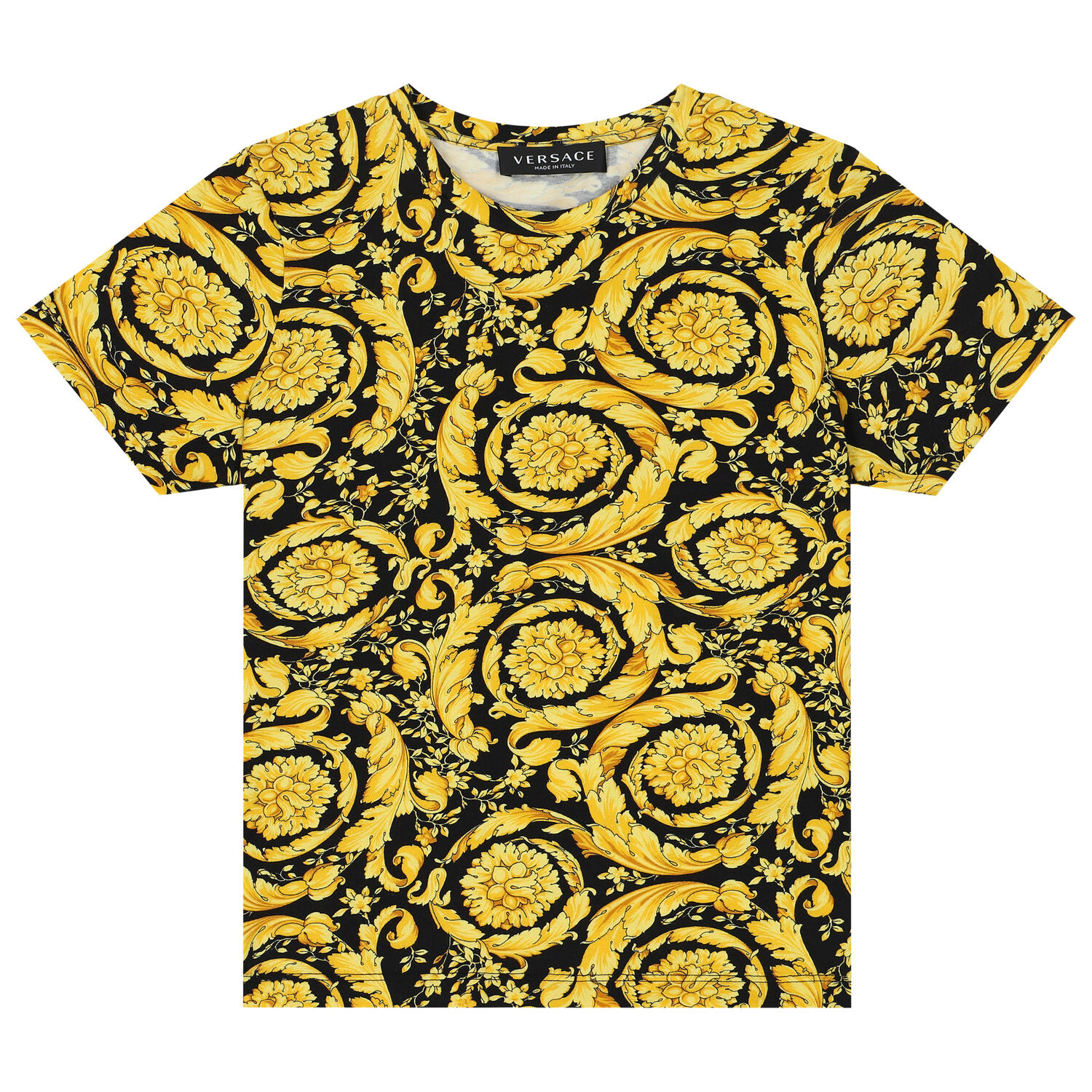 Boys Black & Gold Barocco T-Shirt, 1, hi-res