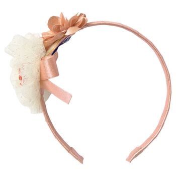 Girls Pink & Ivory Flower Headband