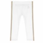 Younger Girls White Logo Leggings , 2, hi-res
