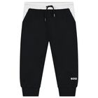 Younger Boys Black & White Logo Tracksuit, 1, hi-res