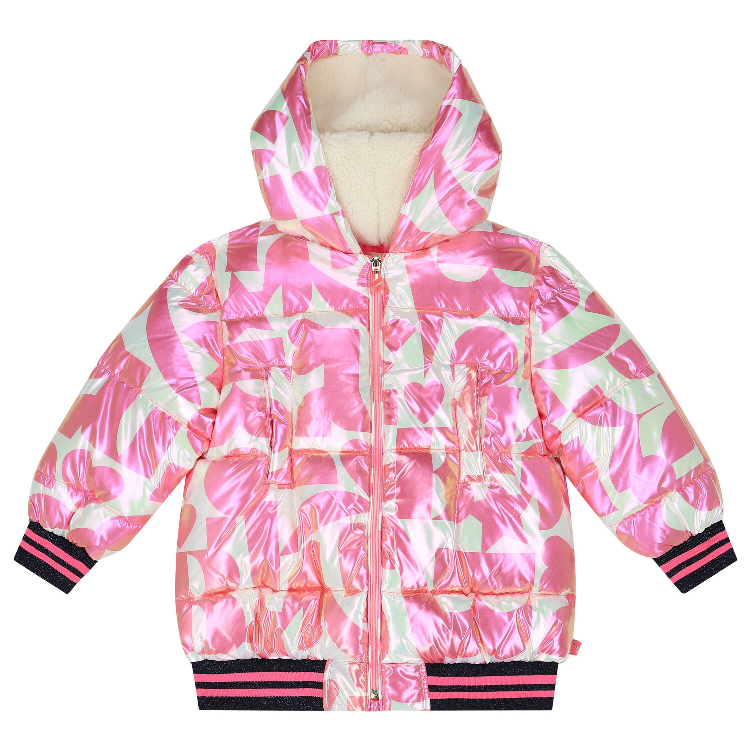 Girls Pink & Ivory Puffer Jacket, 1, hi-res image number null
