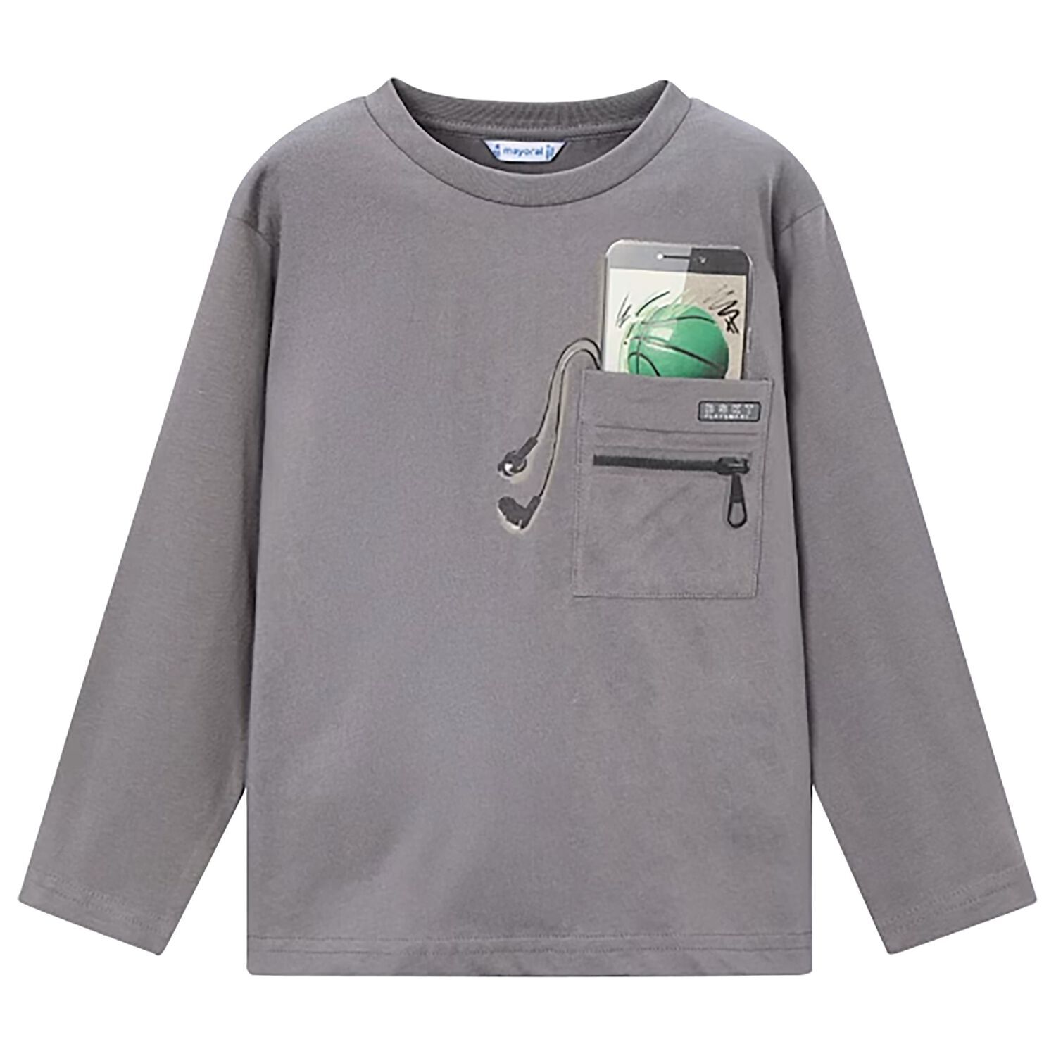 Boys Grey Long Sleeve Top, 3, hi-res
