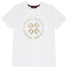 تيشيرت أولاد بالشعار باللون الأبيض و الذهبي, 1, hi-res