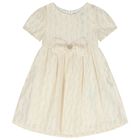 طقم فستان بنات شيفون  جاكار  باللون العاجي, 1, hi-res