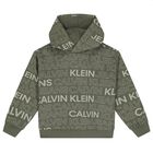 Boys Green Logo Hooded Top, 1, hi-res