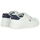 Boys White & Blue Logo Trainers, 1, hi-res
