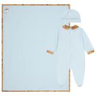 Baby Boys Blue & Beige Geo Map Babygrow Gift Set, 3, hi-res