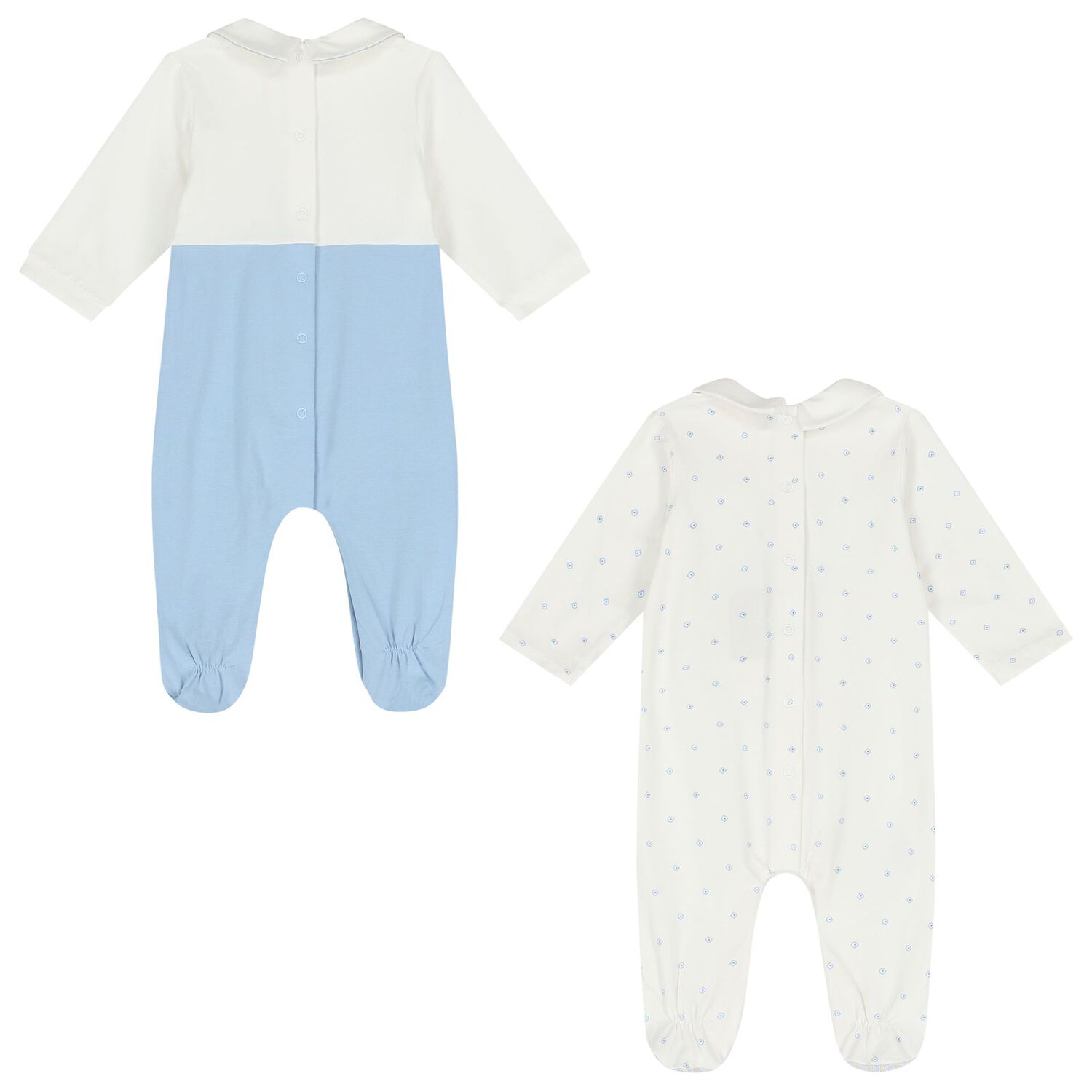 Baby Boys White & Blue Babygrows ( 2-Pack ), 1, hi-res
