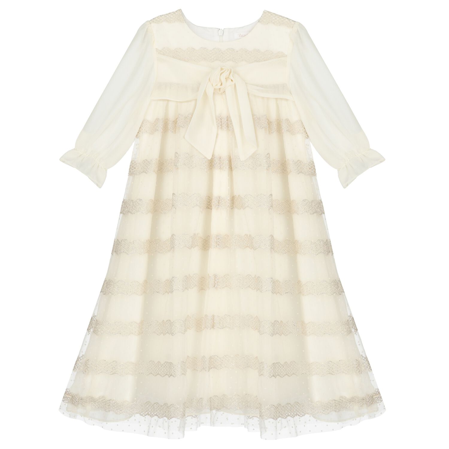 Girls Ivory & Gold Dress, 1, hi-res image number null