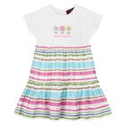 Younger Girls White Striped Logo Dress, 1, hi-res
