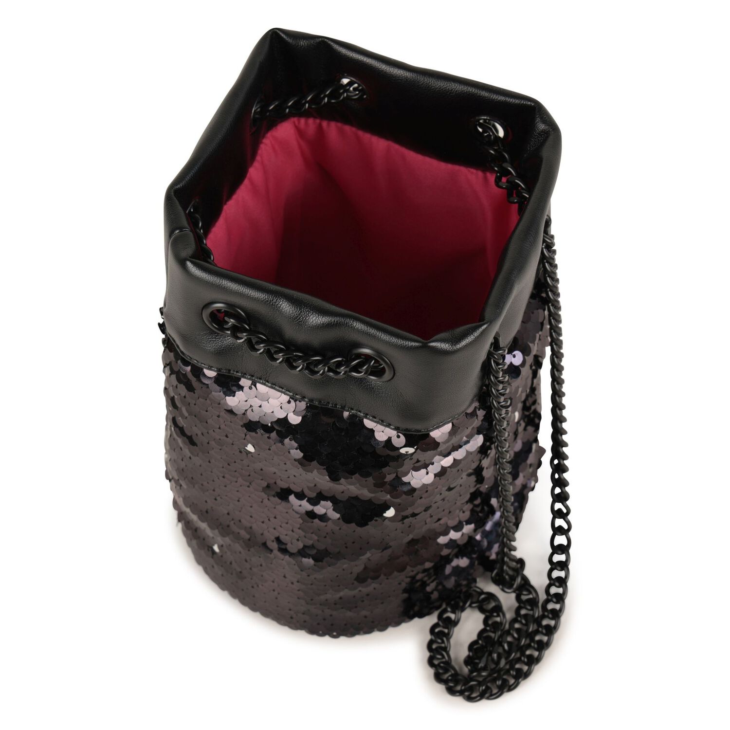 حقيبه بنات مزينه بالشعار باللون الاسود , 1, hi-res