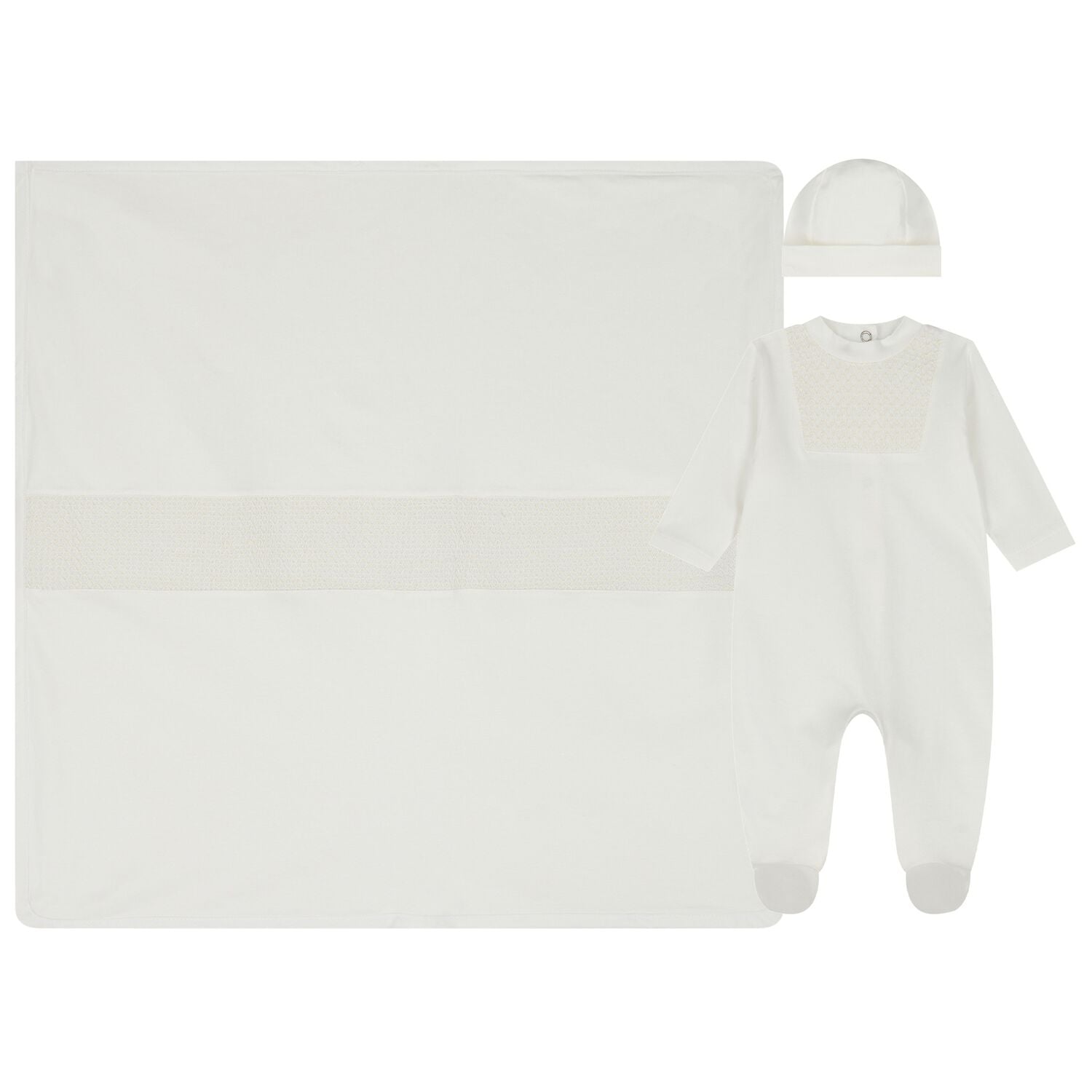 Ivory Smocked Babygrow Gift Set, 4, hi-res