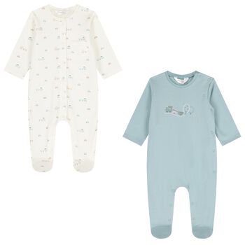 افرول اولاد بطبعه قطار باللون الابيض والاخضر ( 2 قطعه ) 