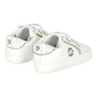 White & Gold Logo Baby Trainers, 1, hi-res