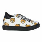 White Teddy Bear Logo Trainers, 1, hi-res