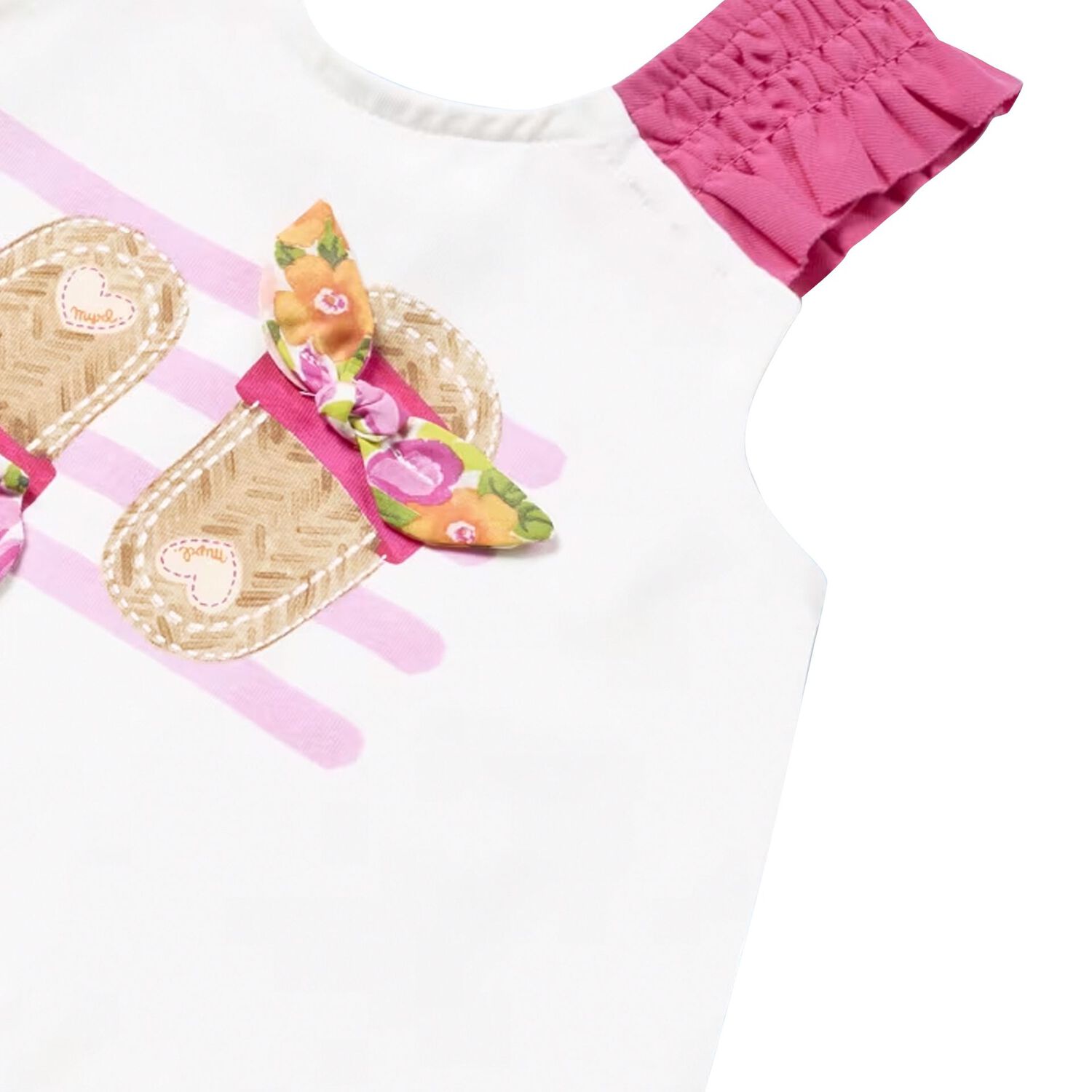 طقم بنات شورت باللون الأبيض والزهري, 1, hi-res