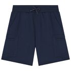 Boys Neon Yellow & Navy Blue Shorts Set, 1, hi-res