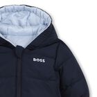 Baby Boys Navy & Blue Reversible Puffer Jacket, 1, hi-res