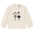 Younger Girls Ivory Long Sleeve Top, 1, hi-res